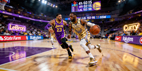 NBA季后赛湖人队与勇士队比赛直播画面